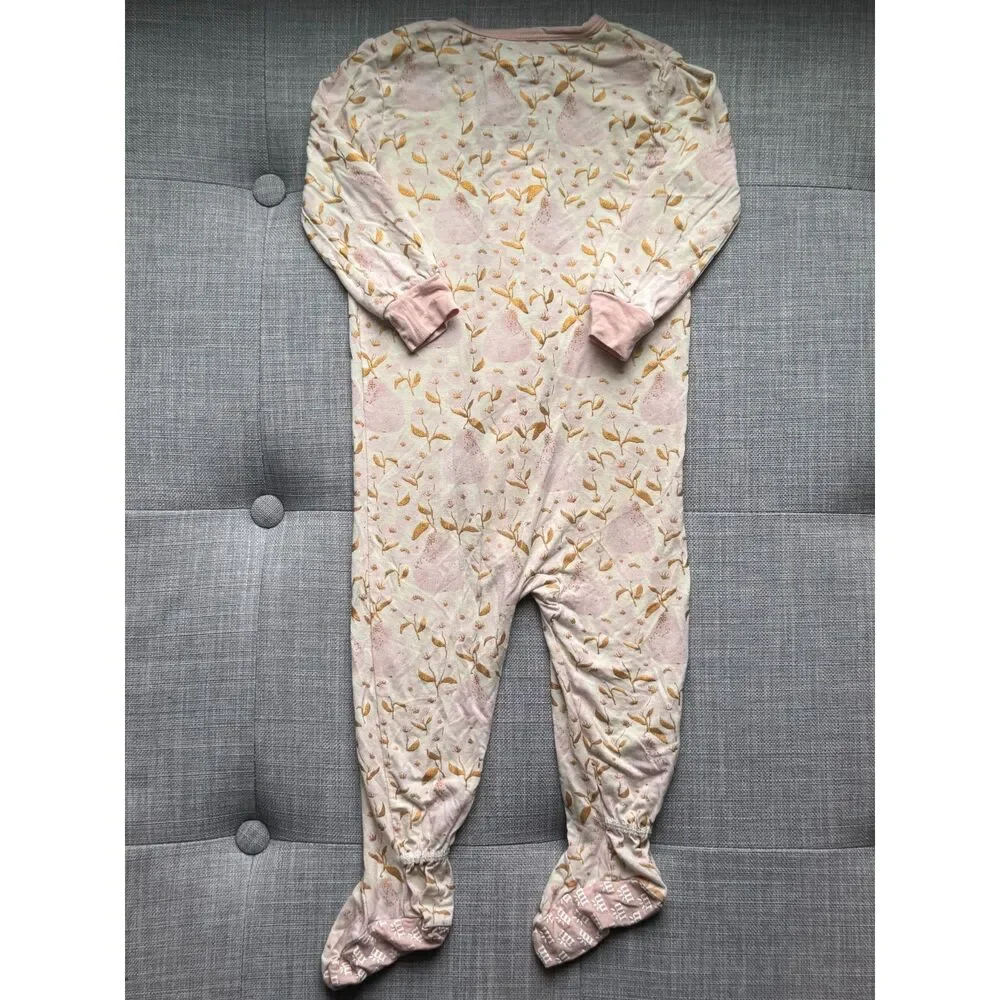 +Magnetic Me Modal Magnetic Footie Sleeper Pink Gold Floral 9-12 Months